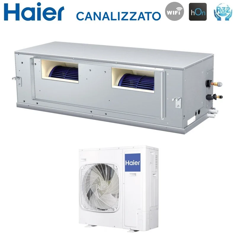 Haier Inverter-Klimaanlage, kanalisiert, hohe Prävalenz, 48.000 Btu, ADH140H1ERG, einphasig, R-32, WLAN, optionale Haier YR-HRS01 Infrarot-Fernbedienung + RE-02 Empfänger