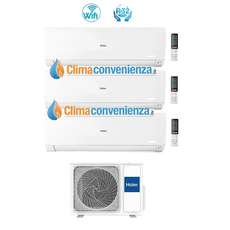 HAIER Trial Split Inverter-Klimaanlage FLEXIS White-Serie 7000+7000+7000 BTU mit 3U55S2SR2FA R-32 Wi-Fi 7+7+7 – NEU