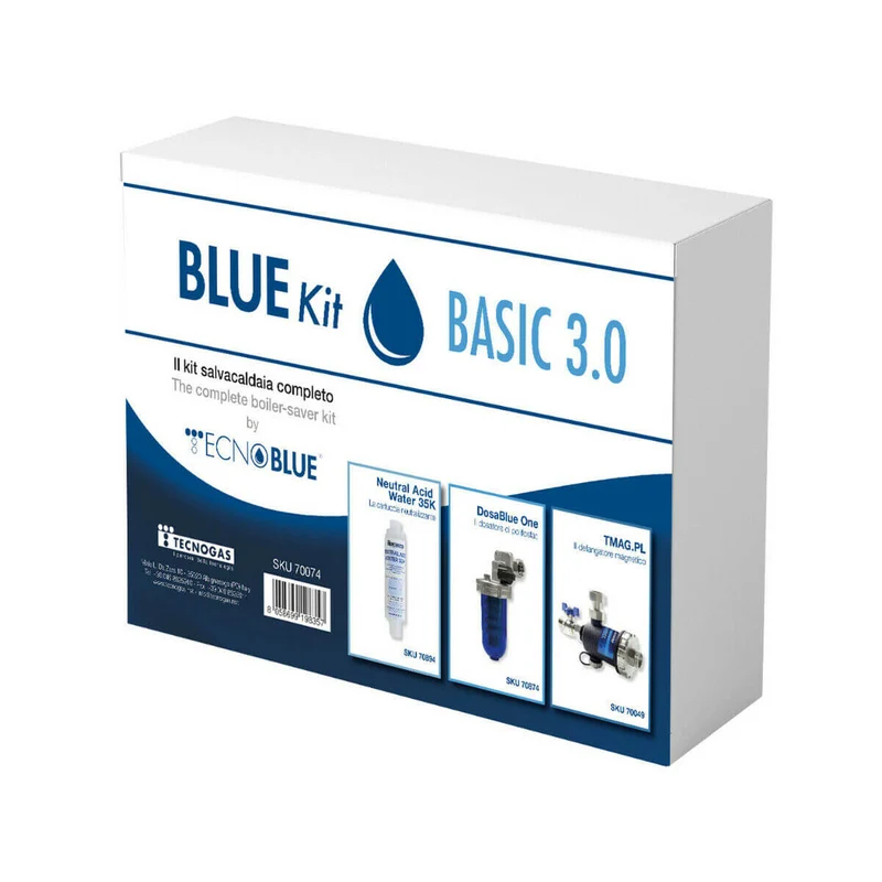 Kit Salvacaldaia Tecnogas Bluekit Professional Basic 3.0 Defangatore Filtro Magnetico + Dosatore Polifosfati + Neutralizzatore Di Condensa