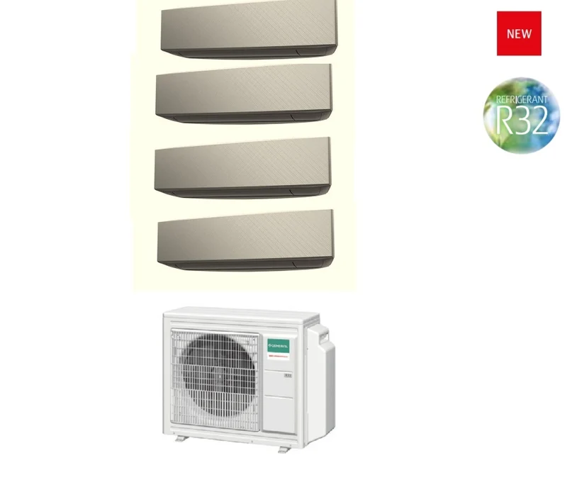 Allgemeine Fujitsu Trial Split Inverter-Klimaanlage KETA Silver 7+7+7+7 BTU mit AOHG30KBTA4 R-32 7000+7000+7000+7000 WLAN optional – Neu