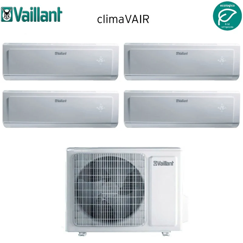 Vaillant Quadri Split Inverter Klimaanlage CLIMAVAIR PLUS VAI 8 Serie 7+9+9+12 mit VAF8-080W4NO R-32 7000+9000+9000+12000