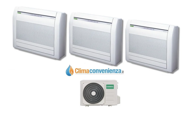Klimaanlage Trial-Split Inverter Pavimento Fujitsu General Serie LVCA 9000+9000+12000 mit AOHG24LAT3 9+9+12 btu