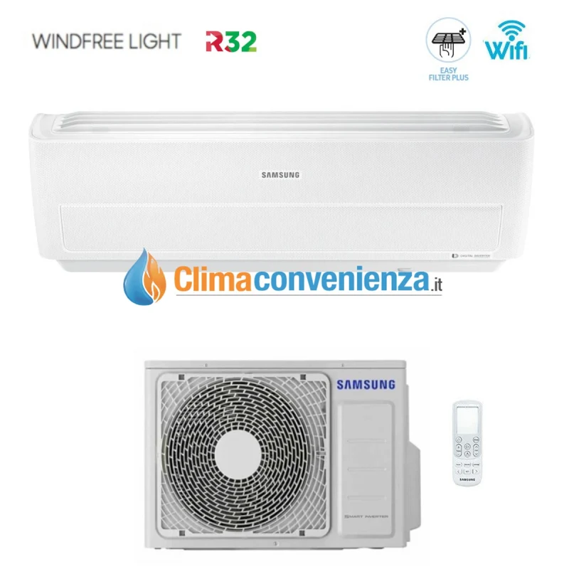 Samsung Inverter-Klimaanlage WINDFREE LIGHT Serie 9000 BTU AR09NXWXCW R-32 Integriertes WLAN der Klasse A++
