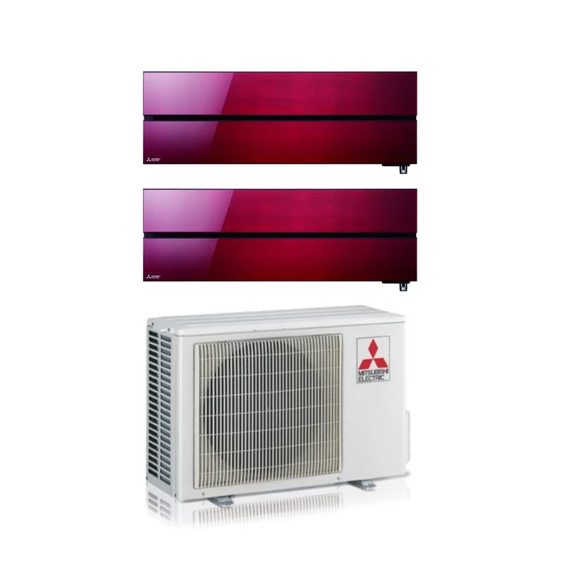 Mitsubishi Electric Dual-Split-Klimaanlage Kirigamine Style Ruby Red 9+12 mit MXZ-2F42VF R-32 integriertem WLAN