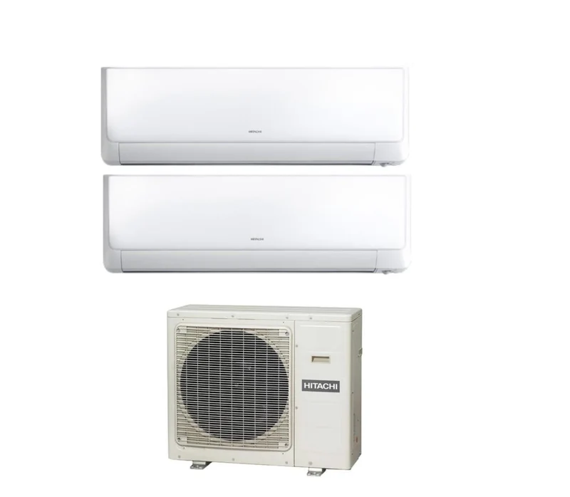 Hitachi Dual Split Inverter-Klimaanlage R-32 Akebono 12+12 mit RAM-53NP2E Wi-Fi optional 12000+12000