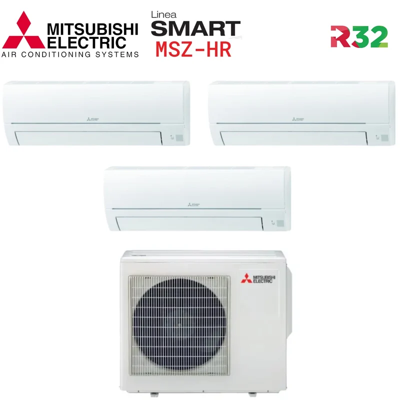 Klimaanlage Trial-Split Mitsubishi Electric Smart Hr 9000+12000+12000 mit MXZ-3HA50VF WLAN optional R-32