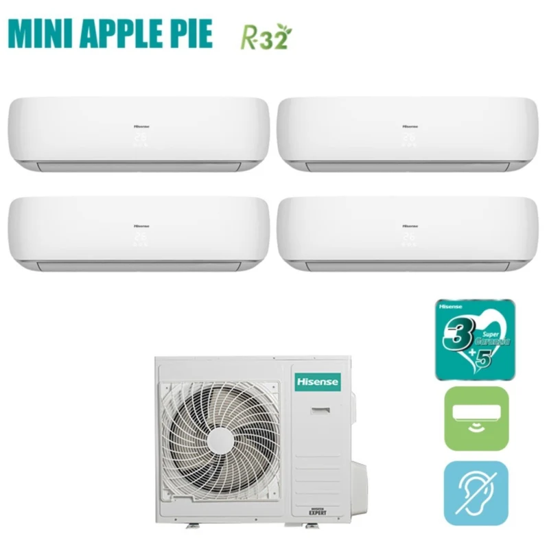 Hisense Quadri Split Inverter Klimaanlage MINI APPLE PIE Serie 9+9+9+18 mit 4AMW81U4RAA R-32 Wi-Fi Optional 9000+9000+9000+18000