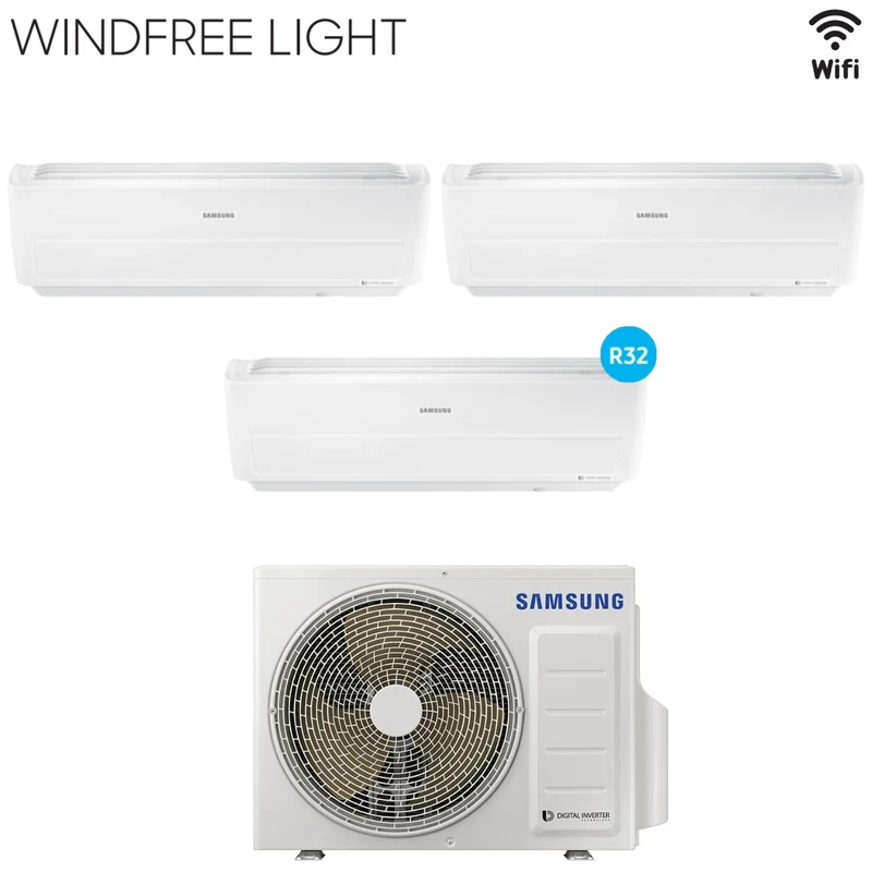 Samsung Trial Split Inverter-Klimaanlage WINDFREE LIGHT 9+9+9-Serie mit AJ052RCJ R-32 integriertem WLAN 9000+9000+9000