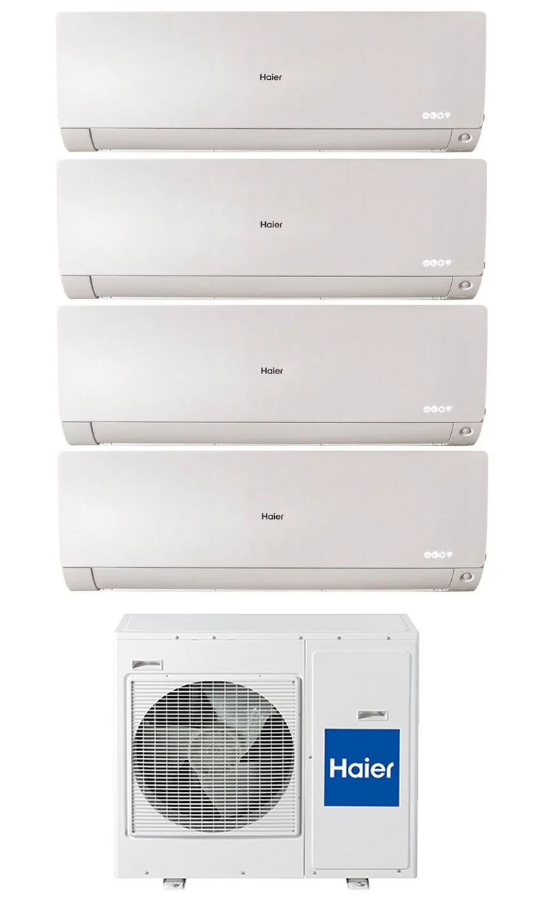 HAIER Quadri Split-Inverter-Klimaanlage FLEXIS White-Serie 7000+7000+7000+12000 BTU mit 4U75S2SR2FA integriertem WLAN R-32 Wi-Fi 7+7+7+12 – NEU