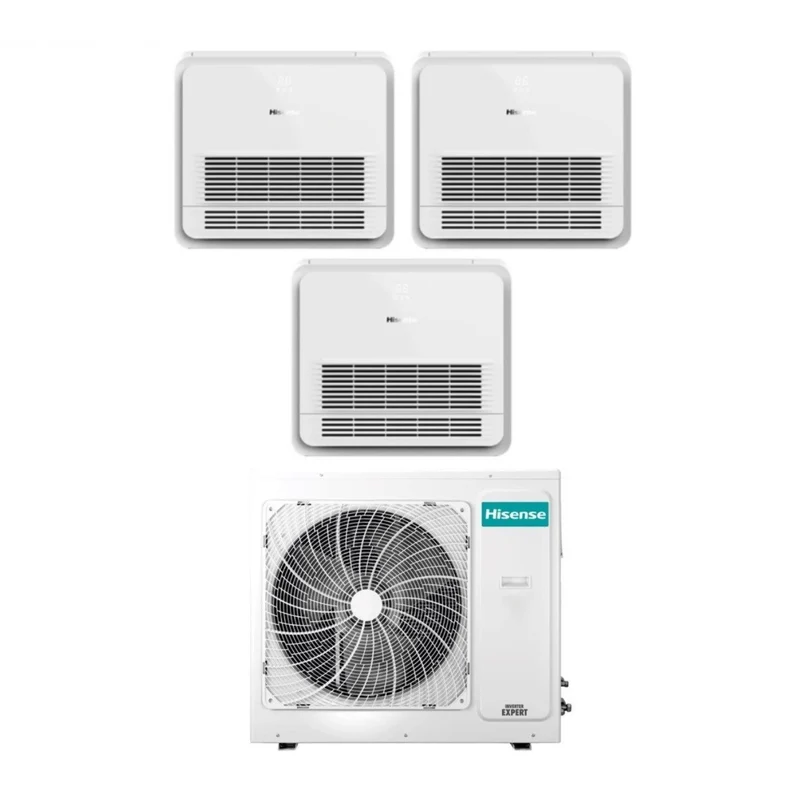 Klimaanlage Hisense Trial-Split Console 12+12+12 mit 4AMW81U4RAA R-32 WLAN optional Con Telecomando di Serie 12000+12000+12000 - Neuheit