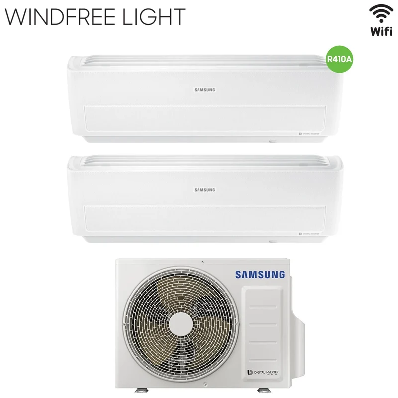 Samsung Dual Split Inverter Klimaanlage WINDFREE LIGHT 9+12 Serie mit AJ040MCJ R-410 integriertem Wi-Fi 9000+12000
