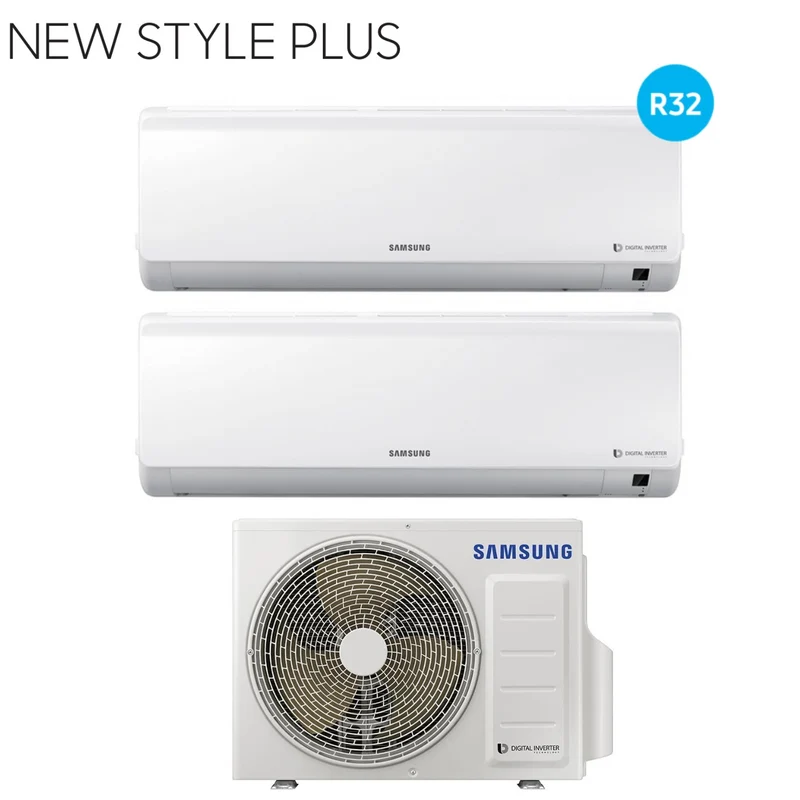 Samsung Dual Split Inverter Klimaanlage NEW STYLE PLUS 9+9 Serie mit AJ040NCJ R-32 9000+9000