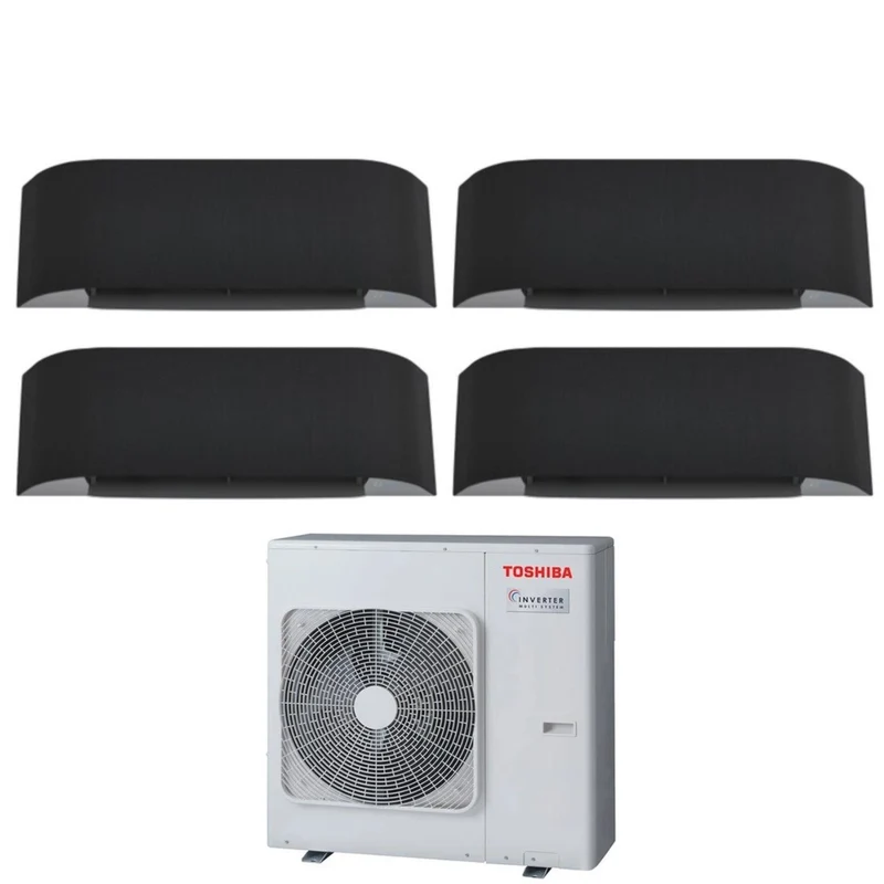 Toshiba HAORI Serie Quadri Split Inverter Klimaanlage 10+13+13+13 (9+12+12+12) RAS-4M27U2AVG-E R-32 Wi-Fi Integriert 10000+13000+13000+13000 (9000+12000+12000+12000) Dunkelgrau