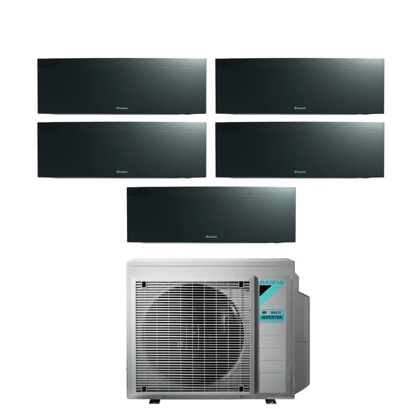 Daikin Bluevolution Penta Split Inverter-Klimaanlage EMURA BLACK III Serie 9+9+9+9+18 mit 5MXM90N R-32 integriertem WLAN 9000+9000+9000+9000+18000 schwarze Farbe – italienische Garantie