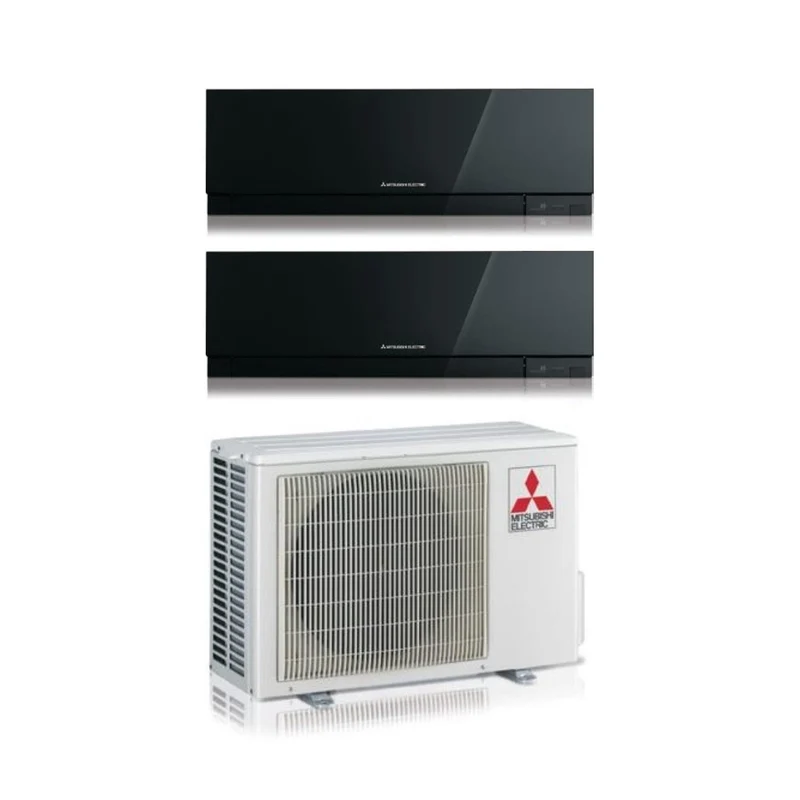 Mitsubishi Electric Dual-Split-Inverter-Klimaanlage KIRIGAMINE ZEN BLACK Serie MSZ-EF 7+12 mit MXZ-2F53VF R-32 integriertem WLAN, schwarze Farbe 7000+12000