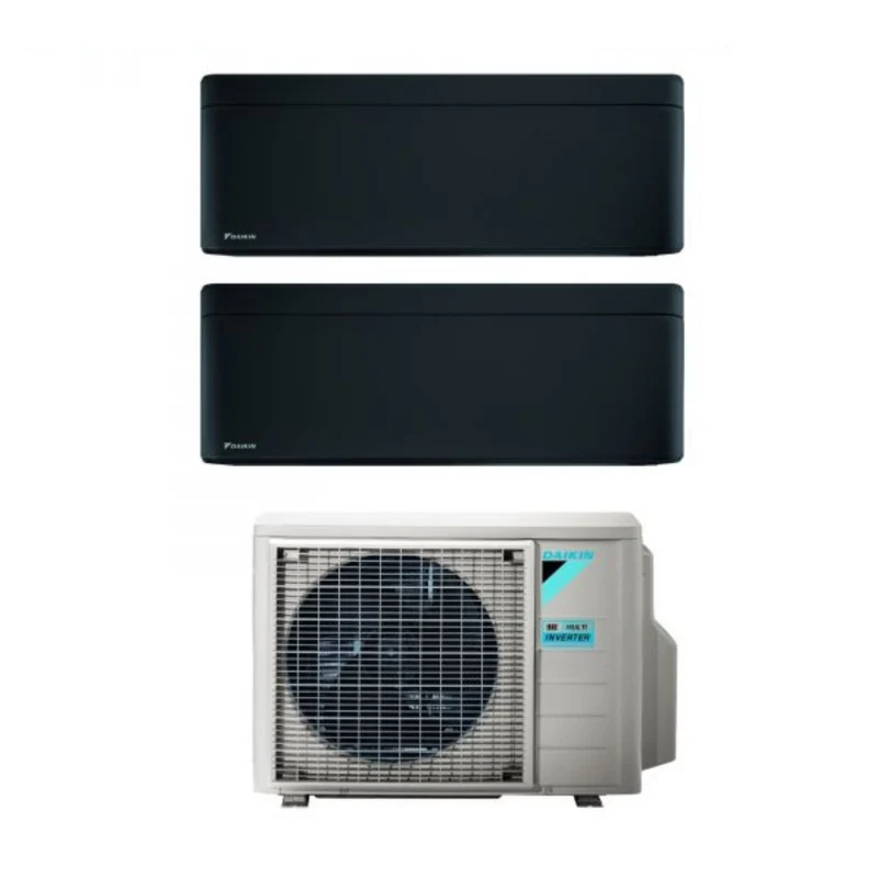 Daikin Stylish Total Black 7+12 Dual-Split-Klimaanlage mit 2MXM50A R-32 integriertem WLAN. Schwarze italienische Garantie