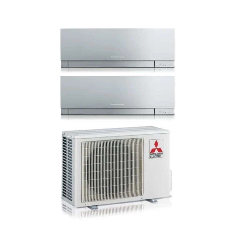 Mitsubishi Electric Dual-Split-Inverter-Klimaanlage KIRIGAMINE ZEN SILVER MSZ-EF 7+7-Serie mit MXZ-2F42VF R-32 integriertem WLAN, silberne Farbe 7000+7000