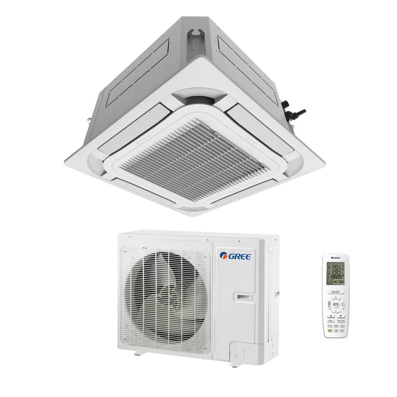 Gree 8-Wege-Kassettenklimagerät 48000 Btu GUD140T/A-T R-32 Optionales dreiphasiges WLAN mit Fernbedienung und Bedienfeld im Lieferumfang enthalten – Neu