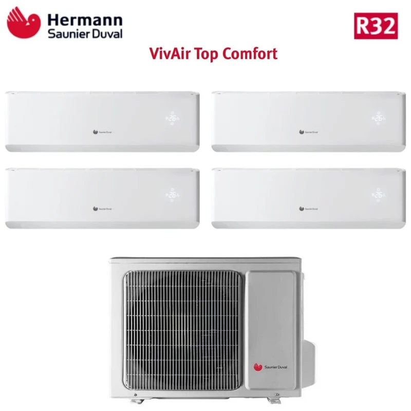 Hermann Saunier Duval Quadri Split Inverter Klimaanlage TOP COMFORT Serie 7+7+7+9 mit SDH20-080MC4NO R-32 7000+7000+7000+9000
