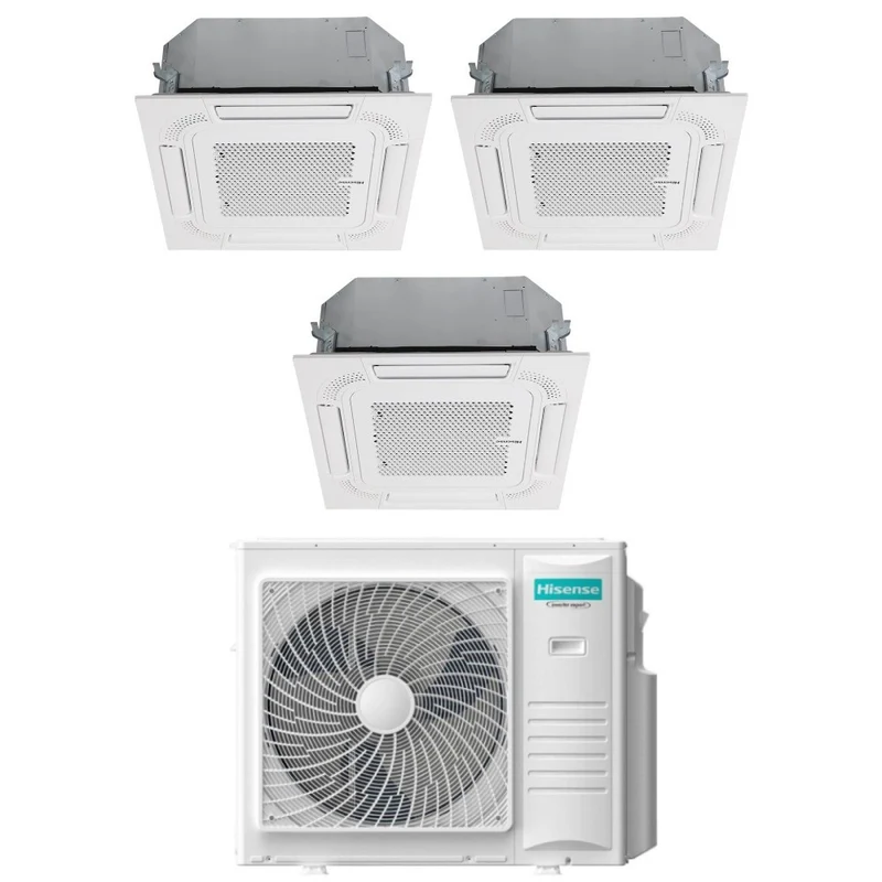 Klimaanlage Hisense Trial-Split Inverter a Cassetta 18+18+18 mit 4AMW105U4RAA R-32 WLAN optional 18000+18000+18000 mit Telecomando e Pannello Incluso