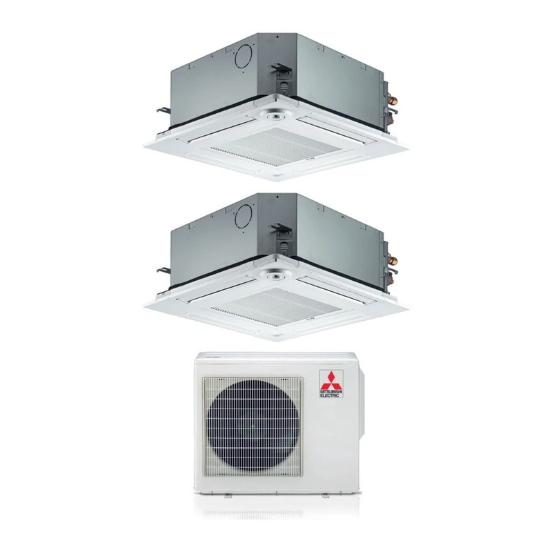 Mitsubishi Electric Dual Split Inverter Kassetten-Klimaanlage 60x60 SLZ-M 9+12 mit MXZ-2F53VF R-32 Wi-Fi optional 9000+12000
