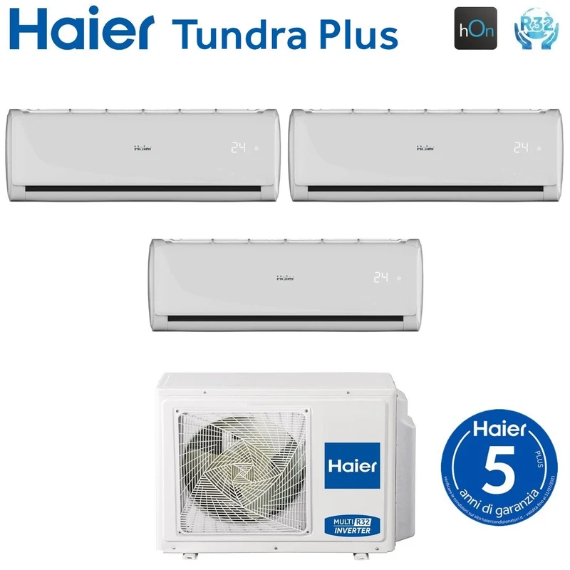 Haier Trial Split Inverter-Klimaanlage TUNDRA PLUS Serie 9+12+12 mit 3U70S2SR3FA R-32 integriertem WLAN 9000+12000+12000