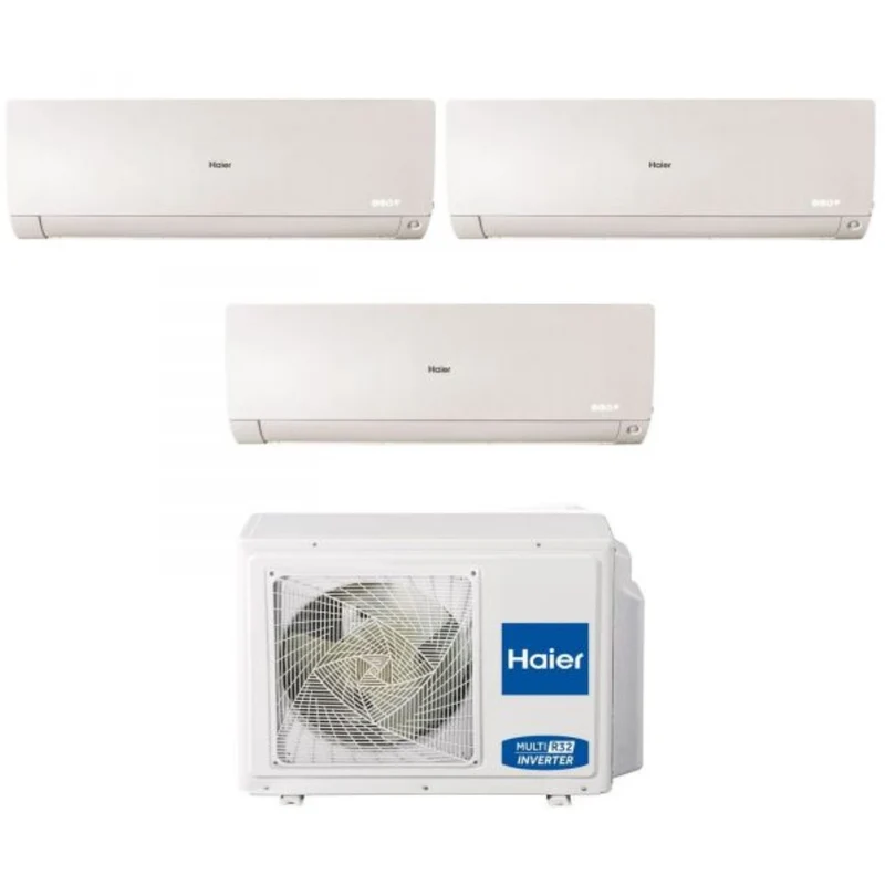 Haier Trial Split Inverter-Klimaanlage FLEXIS PLUS WHITE Serie 7+9+9 mit 3U70S2SR3FA R-32 integriertem WLAN, weiße Farbe 7000+9000+9000