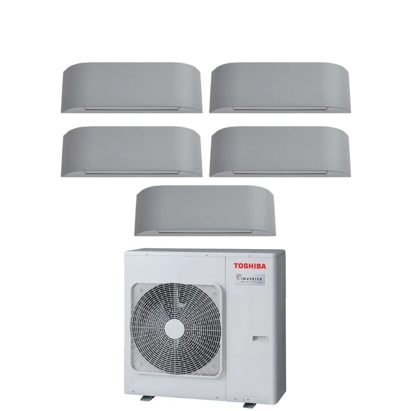 Toshiba Penta Split-Inverter-Klimaanlage HAORI Serie 10+10+13+13+13 (9+9+12+12+12) RAS-5M34U2AVG-E R-32 Wi-Fi Integriert 10000+10000+13000+13000+13000 (9000+9000+12000+12000+12000) Hellgrau