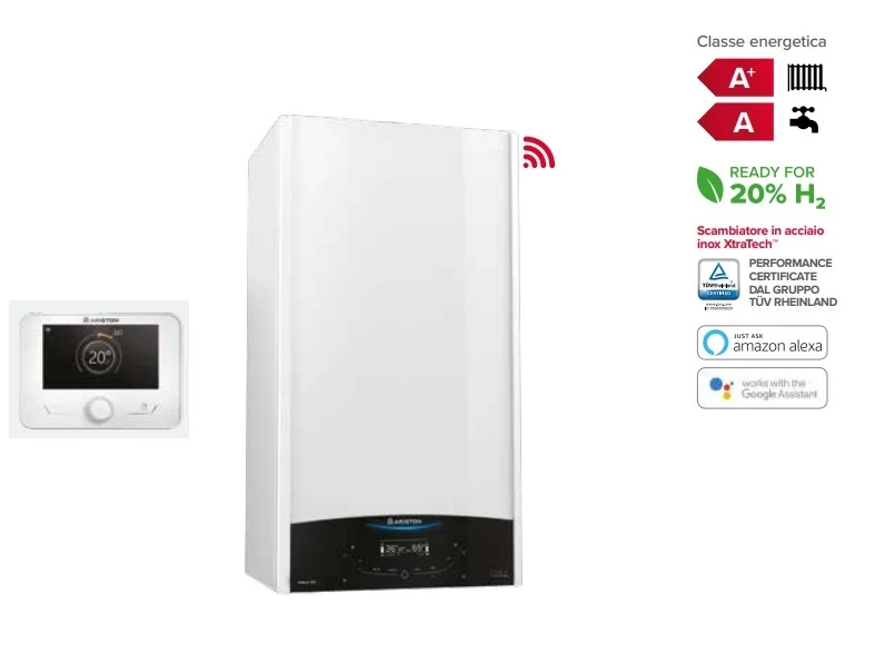 Caldaia a Condensazione Ariston GENUS ONE+ NET 35 kW WiFi Metano/Gpl Sensys di Serie Con Kit Scarico Fumi