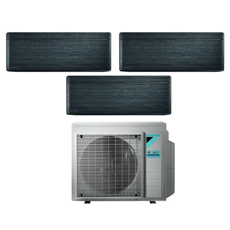 Daikin Bluevolution Trial Split Inverter-Klimaanlage, stilvolles echtes Blackwood der Serie 9+9+12 mit integriertem WLAN 3MXM68N R-32, 9000+9000+12000 schwarze Holzfarbe – italienische Garantie