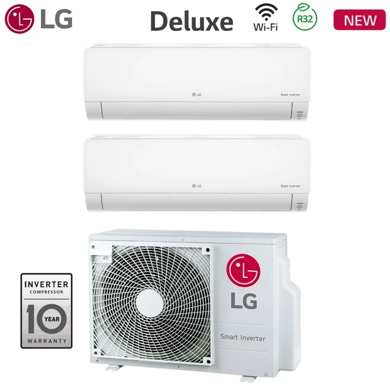 LG Dual Split Inverter-Klimaanlage DELUXE 9+9-Serie mit MU2R17 R-32 integriertem Wi-Fi 9000+9000