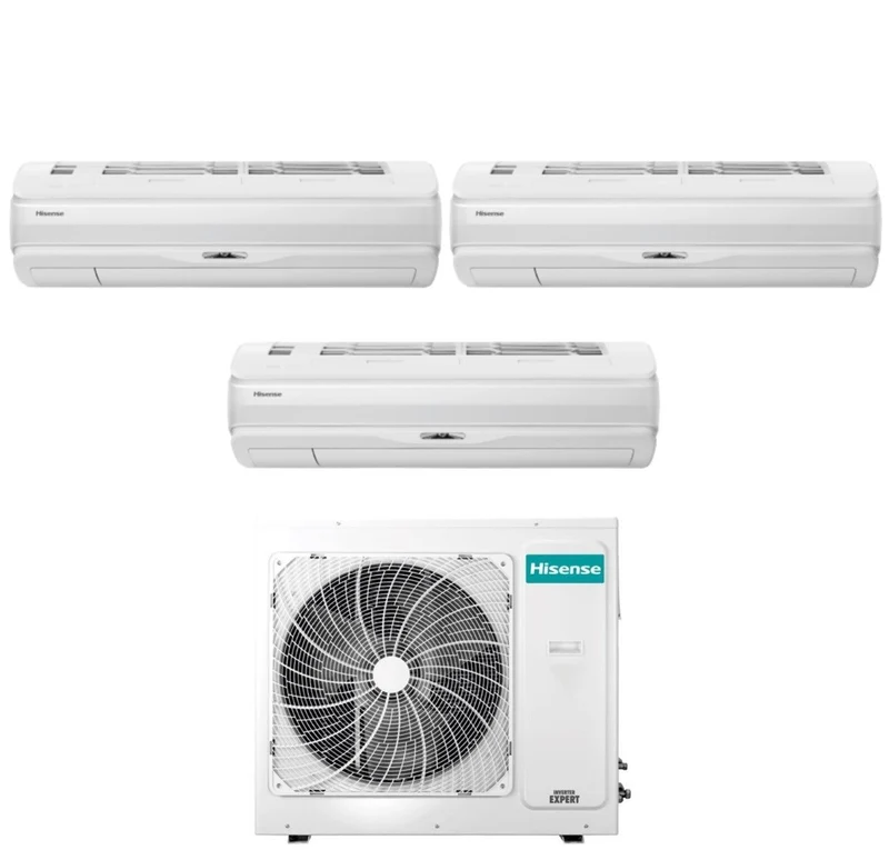 Klimaanlage Hisense Trial-Split Inverter Serie SILENTIUM PRO 9+9+12 mit 3AMW72U4RJC R-32 WLAN integriert 9000+9000+12000