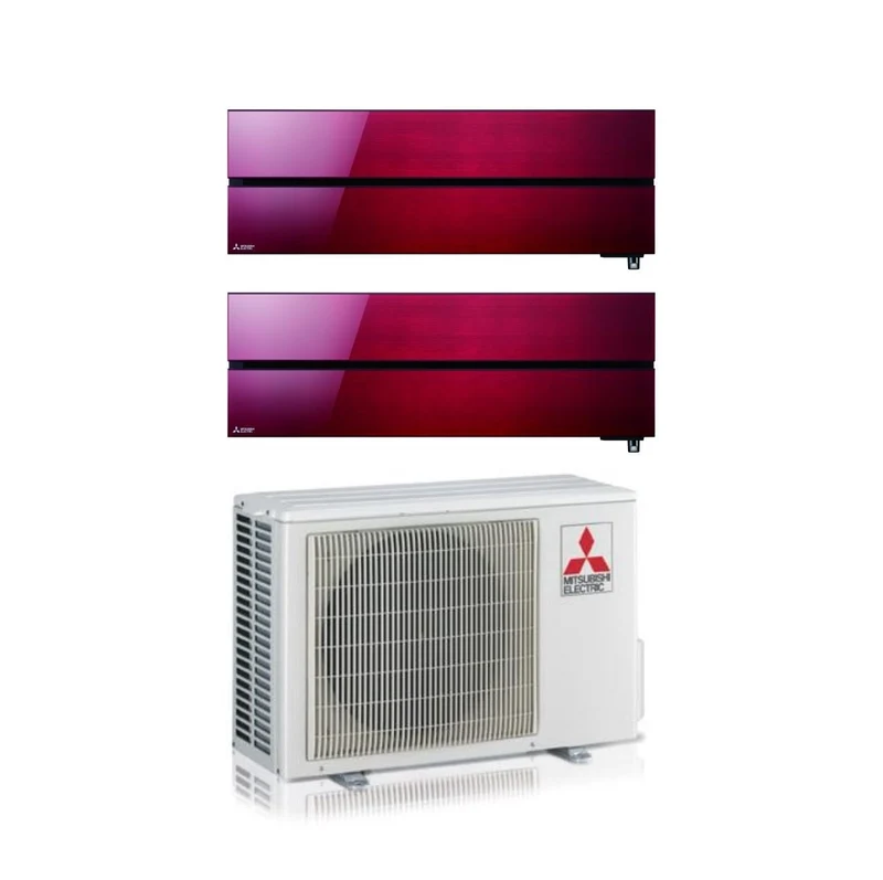 Mitsubishi Electric Dual-Split-Klimaanlage Kirigamine Style Ruby Red 9+9 mit MXZ-2F42VF R-32 integriertem WLAN