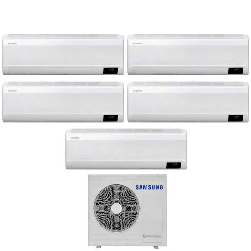 Samsung Penta Split Inverter-Klimaanlage CEBU Serie 7+9+12+12+12 mit AJ100TXJ5KG R-32 integriertem WLAN 7000+9000+12000+12000+12000 – Neu