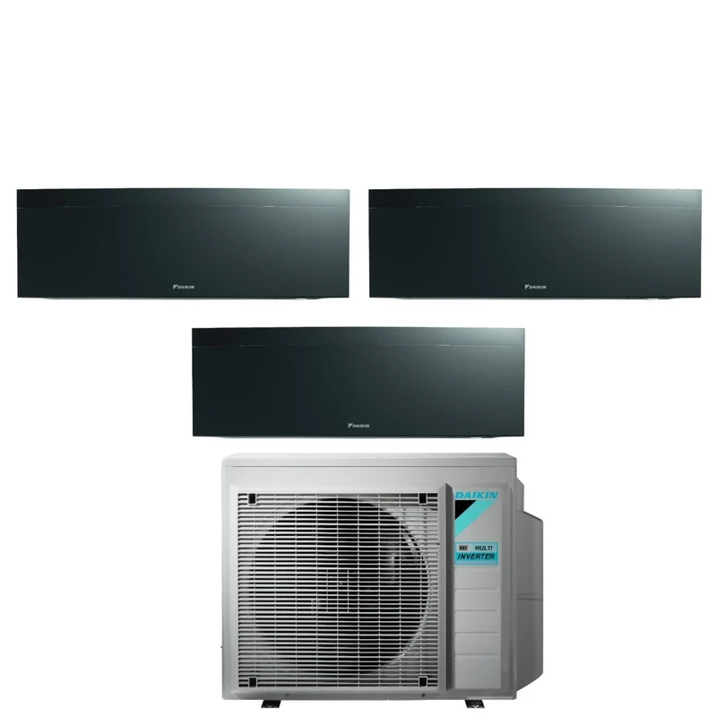 Daikin Bluevolution Trial Split Inverter-Klimaanlage EMURA BLACK III 7+12+12 Serie mit 3MXM68N R-32 integriertem WLAN 7000+12000+12000 schwarze Farbe – italienische Garantie
