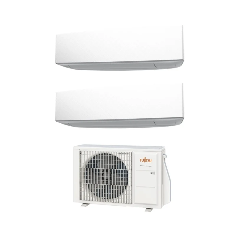 Fujitsu Dual Split Inverter Klimaanlage KE 7+7 Serie mit AOYG14KBTA2 R-32 WLAN optional 7000+7000 Farbe Weiß – Neu