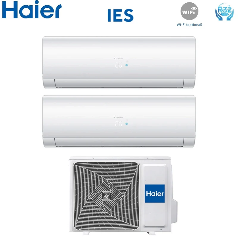 Haier Dual Split Inverter Klimaanlage IES 7+12 Serie mit 2U40S2SC1FA R-32 Wi-Fi optional 7000+12000