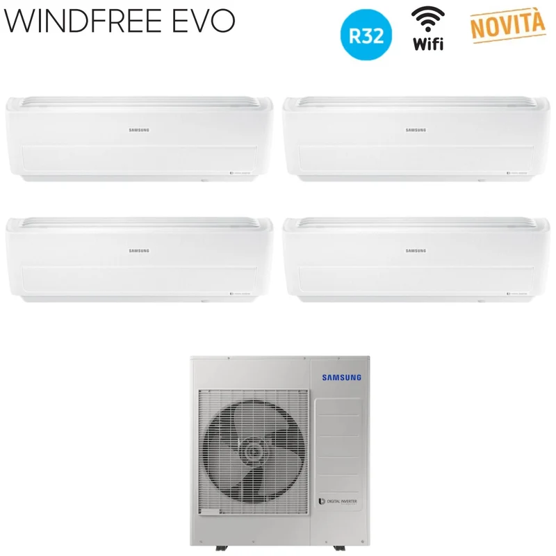 Climatizzatore Condizionatore Samsung Quadri Split Inverter serie WINDFREE EVO 7+7+7+7 con AJ080RCJ R-32 Wi-Fi Integrato 7000+7000+7000+7000 - Novità 2019