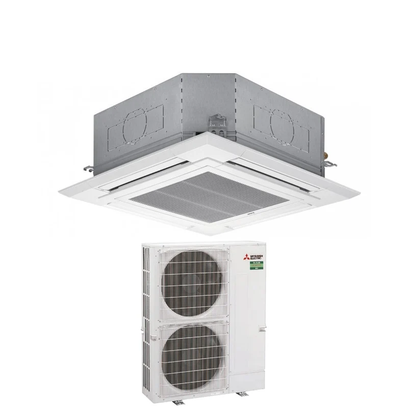 Klimaanlage Mitsubishi Electric Cassetta Power Inverter 90x90 a 4 Vie 34000 Btu PLA-M100EA + PUZ-ZM100VKA Monofase R-32 WLAN optional mit Griglia Inclusa