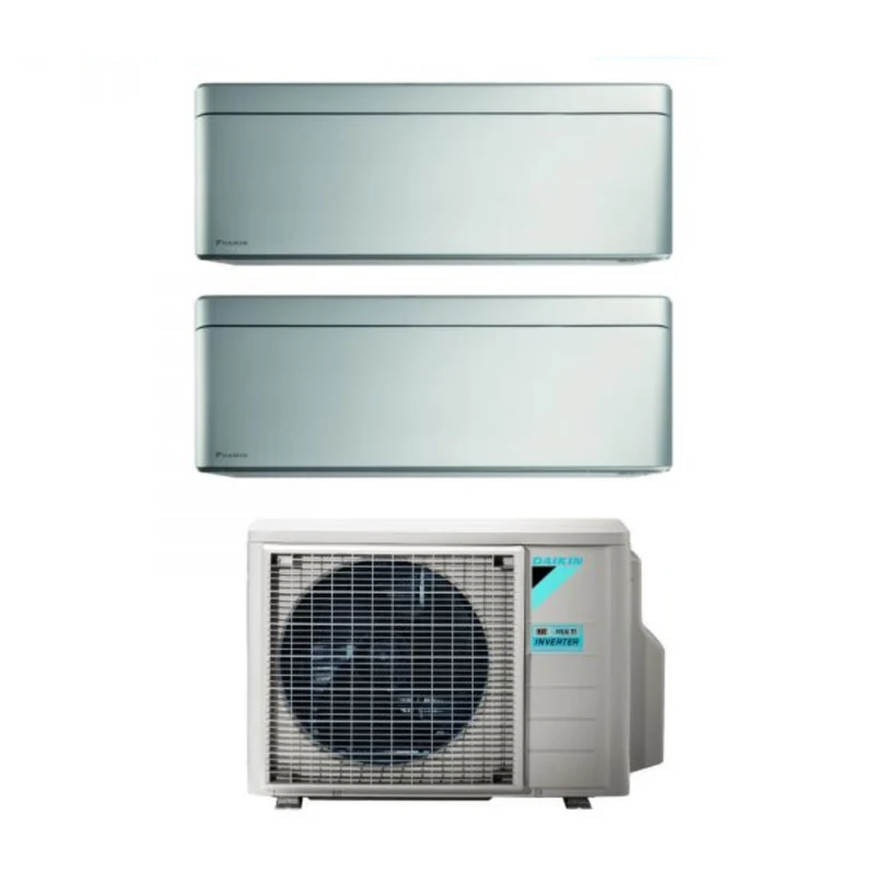 Daikin Stylish Total Silver 9+18 Dual-Split-Klimaanlage mit 2MXM50A R-32 integriertem WLAN, Grau, italienische Garantie