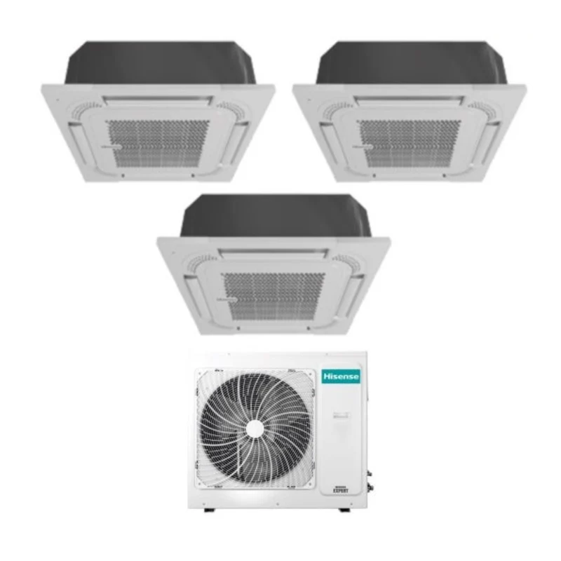 Klimaanlage Hisense Trial-Split Inverter a Cassetta 9+9+12 mit 4AMW81U4RJC R-32 WLAN optional 9000+9000+12000 mit Telecomando e Pannello Incluso