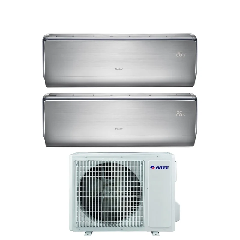 Gree Dual Split Inverter Klimaanlage U-CROWN Serie 9+9 mit GWHD(14)NK6OO R-32 Integriertes Wi-Fi 9000+9000