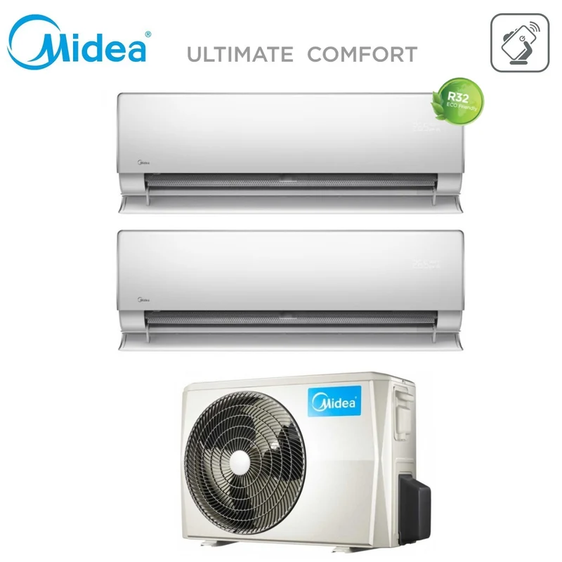 Midea Dual-Split-Inverter-Klimaanlage ULTIMATE COMFORT 9+12-Serie mit M2O-18FN8-Q R-32 integriertem WLAN 9000+12000