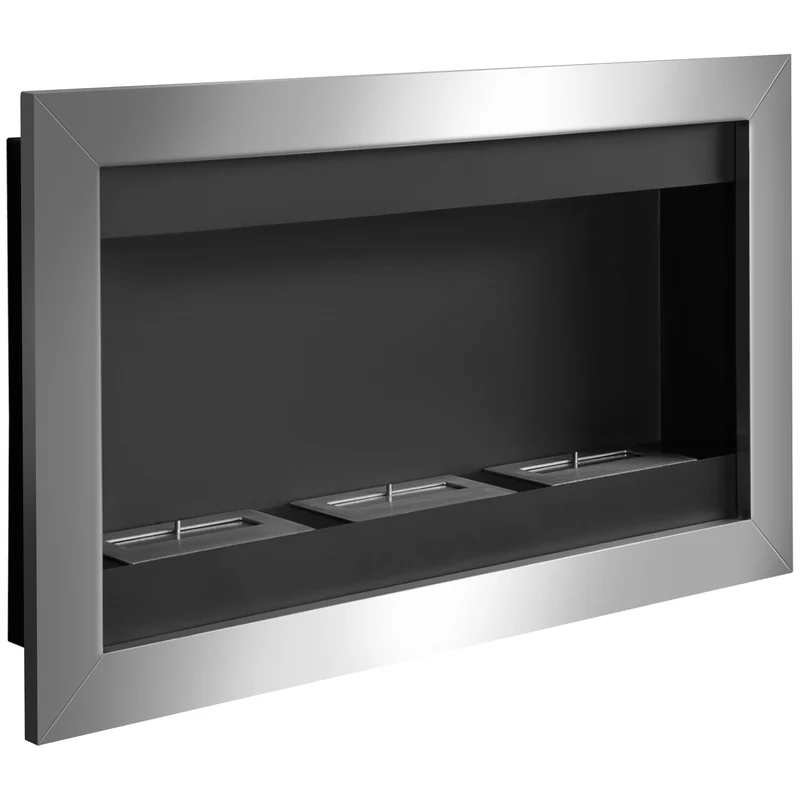 EasyComfort Camino a Bioetanolo da Parete Biocamino di Design con 3 Bruciatori in Acciaio Inox 110 x 63 x 16cm
