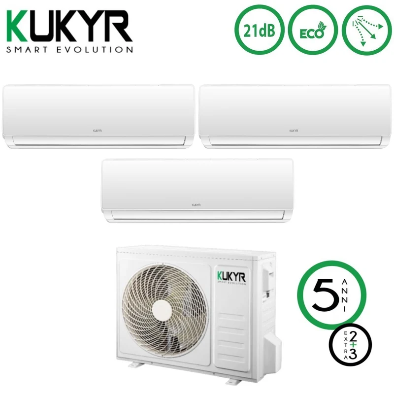 Kukyr Trial Split Inverter Klimaanlage SUN 9+12+12 Serie mit MULTI27-OUT R-32 9000+12000+12000 – Neu
