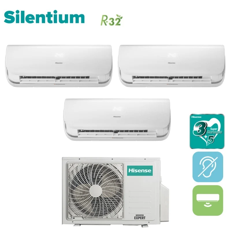 Hisense Trial Split Inverter-Klimaanlage SILENTIUM 9+12+12-Serie mit 4AMW81U4RAA R-32 Integriertes Wi-Fi 9000+12000+12000 - Neu