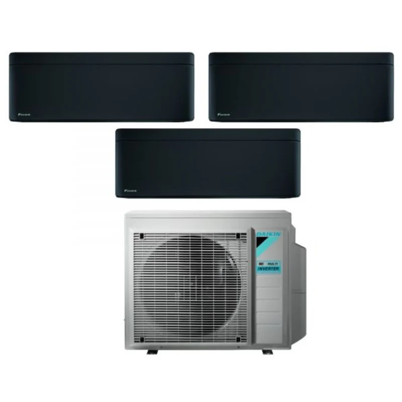 Daikin Bluevolution Trial Split Inverter-Klimaanlage STYLISH TOTAL BLACK 7+9+15-Serie mit 3MXM52N R-32 integriertem WLAN 7000+9000+15000 schwarze Farbe – italienische Garantie