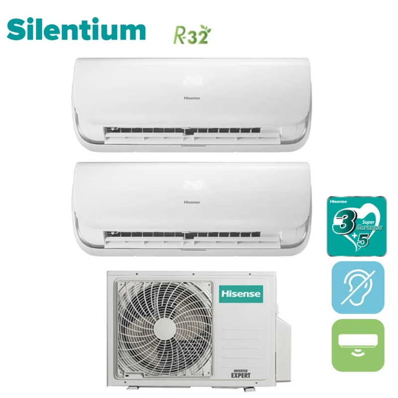 Inverter-Dual-Split-Klimaanlage der Hisense SILENTIUM 9+12-Serie mit 2AMW42U4RGC R-32 Integriertes Wi-Fi 9000+12000