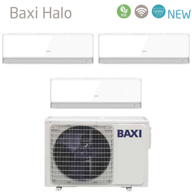 Baxi Trial Split Inverter-Klimaanlage der Serie HALO WHITE 9+9+12 mit LSGT70-3M R-32 integriertem WLAN 9000+9000+12000
