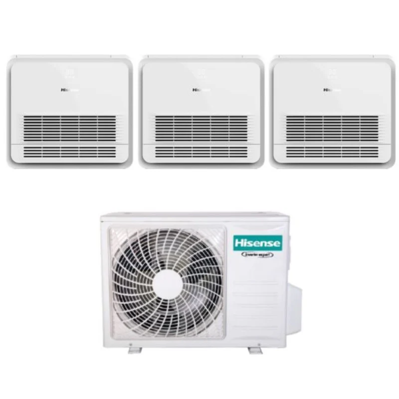 Klimaanlage Hisense Trial-Split Console 9+9+9 mit 3AMW62U4RFA R-32 WLAN optional Con Telecomando di Serie 9000+9000+9000 - Neuheit